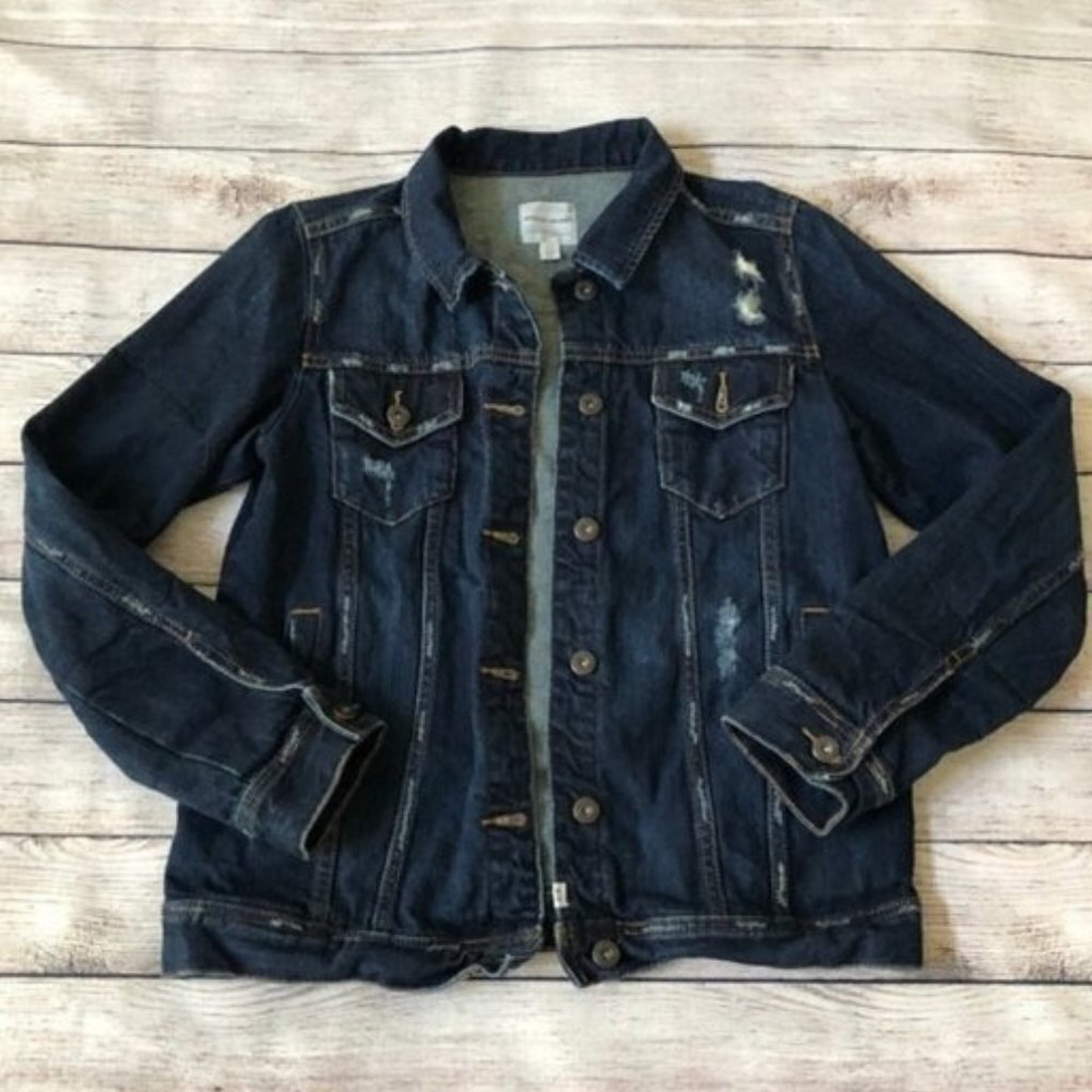 Melrose and Market Distressed Denim Jacket Size XS